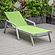 Marlin Modern Grey Aluminum Outdoor Patio Chaise Lounge Chair w/Arms and Square Fire Pit Side Table - Green by Leisuremod