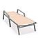 Marlin Modern Grey Aluminum Outdoor Patio Chaise Lounge Chair w/Arms and Square Fire Pit Side Table - Light Brown by Leisuremod