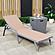 Marlin Modern Grey Aluminum Outdoor Patio Chaise Lounge Chair w/Arms and Square Fire Pit Side Table - Light Brown by Leisuremod