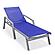 Marlin Modern Grey Aluminum Outdoor Patio Chaise Lounge Chair w/Arms and Square Fire Pit Side Table - Navy Blue by Leisuremod