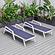 Marlin Patio Chaise Lounge Chair w/Armrests in White Aluminum Frame, (Set of 2) - Navy Blue by Leisuremod