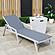 Marlin Modern White Aluminum Outdoor Patio Chaise Lounge Chair w/Arms and Square Fire Pit Side Table - Dark Grey by Leisuremod
