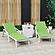 Marlin Modern White Aluminum Outdoor Chaise Lounge Chair w/Arms & Square Fire Pit Side Table, (Set of 2) - Green by Leisuremod