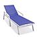 Marlin Modern White Aluminum Outdoor Patio Chaise Lounge Chair w/Arms and Square Fire Pit Side Table - Navy Blue by Leisuremod