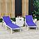 Marlin Modern White Aluminum Outdoor Chaise Lounge Chair w/Arms & Square Fire Pit Side Table, (Set of 2) - Navy Blue by Leisurem