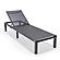 Marlin Modern Black Aluminum Outdoor Patio Chaise Lounge Chair w/Square Fire Pit Side Table - Black by Leisuremod
