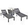 Marlin Modern Gray Aluminum Outdoor Chaise Lounge Chair w/Square Fire Pit Side Table, (Set of 2) - Black by Leisuremod