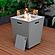 Marlin Modern Grey Aluminum Outdoor Patio Chaise Lounge Chair w/Square Fire Pit Side Table - Dark Grey by Leisuremod