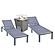 Marlin Modern Gray Aluminum Outdoor Chaise Lounge Chair w/Square Fire Pit Side Table, (Set of 2) - Dark Grey by Leisuremod