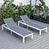 Marlin Patio Chaise Lounge Chair w/White Aluminum Frame, (Set of 2) - Dark Grey by Leisuremod