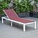 Marlin Modern White Aluminum Outdoor Patio Chaise Lounge Chair w/Square Fire Pit Side Table - Burgundy by Leisuremod