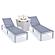 Marlin Modern White Aluminum Outdoor Chaise Lounge Chair w/Square Fire Pit Side Table, (Set of 2) - Dark Grey by Leisuremod