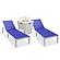 Marlin Modern White Aluminum Outdoor Chaise Lounge Chair w/Square Fire Pit Side Table, (Set of 2) - Navy Blue by Leisuremod