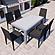 Mace 7-Piece Outdoor Dining Set w/Rectangular Table & Stackable Chairs - White/Black by Leisuremod