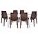 Kent Mid-Century 7-Piece Rectangular Outdoor Dining Set w/4 Side Chairs & 2 Armchairs - White/Brown by Leisuremod