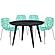 Ravenna Mid-Century Modern 5-Piece Dining Set w/4 Plastic Chairs & Round Wood Table - Mint by Leisuremod