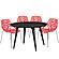 Ravenna Mid-Century Modern 5-Piece Dining Set w/4 Plastic Chairs & Round Wood Table - Red by Leisuremod