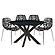 Ravenna Mid-Century Modern 5-Piece Metal Dining Set w/4 Plastic Chairs & Round Wood Table - Black by Leisuremod
