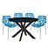 Ravenna Mid-Century Modern 5-Piece Metal Dining Set w/4 Plastic Chairs & Round Wood Table - Blue by Leisuremod