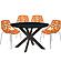 Ravenna Mid-Century Modern 5-Piece Metal Dining Set w/4 Plastic Chairs & Round Wood Table - Orange by Leisuremod