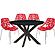 Ravenna Mid-Century Modern 5-Piece Metal Dining Set w/4 Plastic Chairs & Round Wood Table - Red by Leisuremod