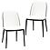 Tule Mid-Century Modern Dining Side Chair w/Leather Seat & Steel Frame, (Set of 2) - Black/White by Leisuremod