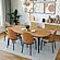 Tule Mid-Century Modern Dining Side Chair w/Velvet Seat - Natural Wood/Beige by Leisuremod
