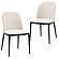 Tule Mid-Century Modern Dining Side Chair w/Velvet Seat & Steel Frame, (Set of 2) - Natural Wood/Beige by Leisuremod