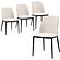Tule Mid-Century Modern Dining Side Chair w/Velvet Seat & Steel Frame, (Set of 4) - Natural Wood/Beige by Leisuremod