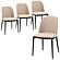 Tule Mid-Century Modern Dining Side Chair w/Velvet Seat & Steel Frame, (Set of 4) - Natural Wood/Brown by Leisuremod