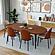 Tule Mid-Century Modern Fabric Dining Side Chair - Walnut/Beige by Leisuremod