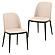 Tule Mid-Century Modern Dining Side Chair w/Leather Seat & Steel Frame, (Set of 2) - Walnut/Light Brown by Leisuremod