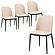 Tule Mid-Century Modern Dining Side Chair w/Leather Seat & Steel Frame, (Set of 4) - Walnut/Light Brown by Leisuremod