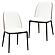 Tule Mid-Century Modern Dining Side Chair w/Leather Seat & Steel Frame, (Set of 2) - Walnut/White by Leisuremod