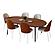 Tule 7-Piece Dining Set in White Steel Frame w/6 Dining Chairs & 71