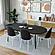 Tule Mid-Century Modern Dining Side Chair w/Fabric Seat & White Powder-Coated Steel Frame - Black/Charcoal by Leisuremod