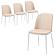 Tule Mid-Century Modern Dining Side Chair w/Leather Seat & White Powder-Coated Steel Frame, (Set of 4) - Walnut/Light Brown by L
