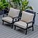 Walbrooke Modern Black Patio Arm Chair, (Set of 2) - Beige by Leisuremod
