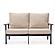 Walbrooke Modern Outdoor Patio Loveseat w/Black Aluminum Frame & Removable Cushions - Beige by Leisuremod