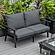Walbrooke Modern Outdoor Patio Loveseat w/Black Aluminum Frame & Removable Cushions - Charcoal by Leisuremod