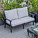 Walbrooke Modern Outdoor Patio Loveseat w/Black Aluminum Frame & Removable Cushions - Light Grey by Leisuremod