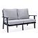 Walbrooke Modern 3-Piece Outdoor Patio Set w/Black Aluminum Frame & Removable Cushions,1 Loveseat and 2 Armchairs - Light Grey b