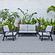 Walbrooke Modern 3-Piece Outdoor Patio Set w/Black Aluminum Frame & Removable Cushions,1 Loveseat and 2 Armchairs - Light Grey b