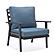 Walbrooke Modern 3-Piece Outdoor Patio Set w/Black Aluminum Frame & Removable Cushions,1 Loveseat and 2 Armchairs - Navy Blue by