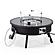 Walbrooke Outdoor Patio Aluminum Round Slats Design Fire Pit Side Table w/Lid and Fire Glass - Black by Leisuremod