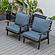 Walbrooke Modern Brown Patio Arm Chair, (Set of 2) - Navy Blue by Leisuremod