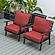 Walbrooke Modern Brown Patio Arm Chair, (Set of 2) - Red by Leisuremod