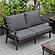 Walbrooke Modern Outdoor Patio Loveseat w/Brown Aluminum Frame & Removable Cushions - Charcoal by Leisuremod