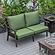 Walbrooke Modern Outdoor Patio Loveseat w/Brown Aluminum Frame & Removable Cushions - Green by Leisuremod
