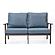 Walbrooke Modern Outdoor Patio Loveseat w/Brown Aluminum Frame & Removable Cushions - Navy Blue by Leisuremod